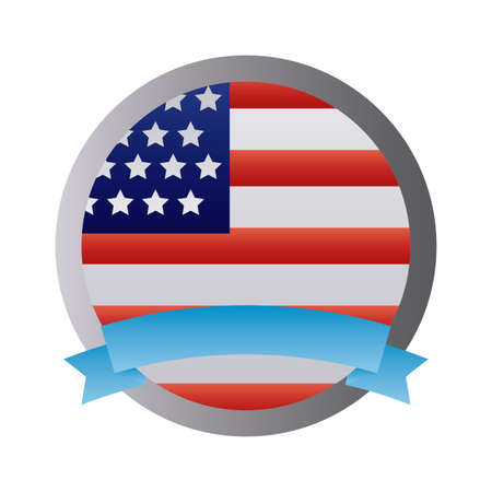usa flag circular frame degraded style vector illustration designのイラスト素材