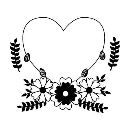 love romantic heart flowers decoration vector illustrationのイラスト素材