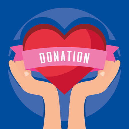 charity donation hands lifting heart vector illustration designのイラスト素材