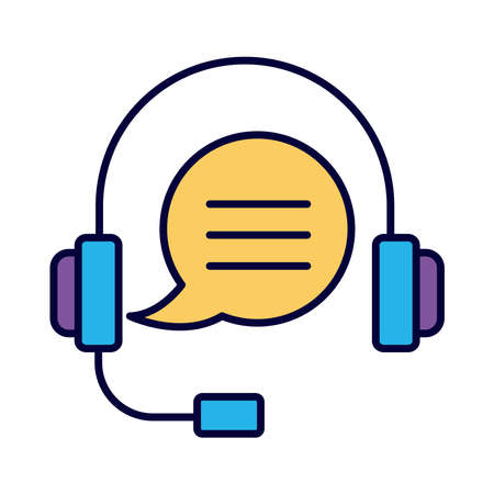 headset communication line and fill style icon vector illustration designのイラスト素材