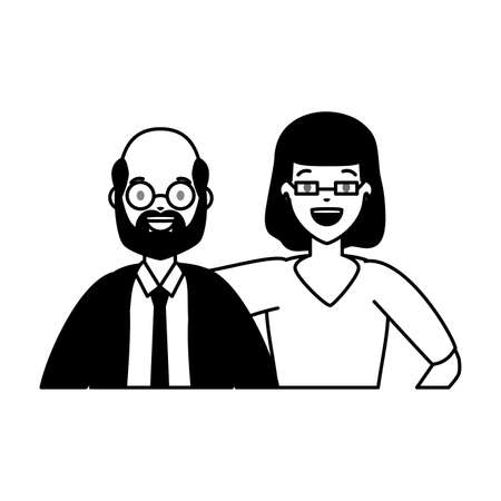 diversity man and woman characters on white background vector illustrationのイラスト素材
