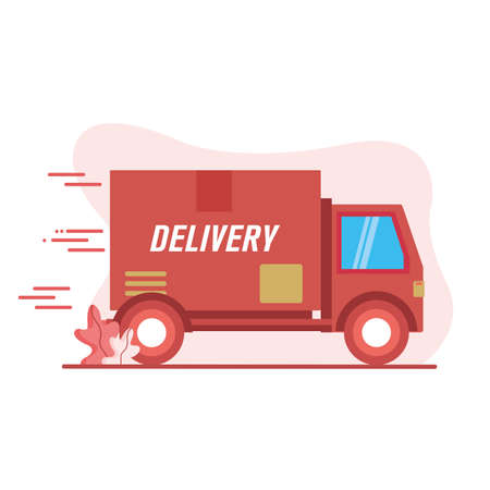 truck design, Safe delivery quarantine logistics and transportation theme Vector illustrationのイラスト素材