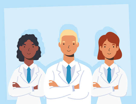 medical staff esential workers characters vector illustration designのイラスト素材