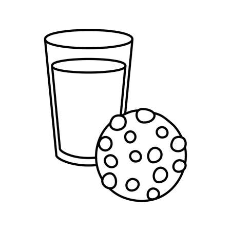 milk and cookie fast food white background vector illustrationのイラスト素材