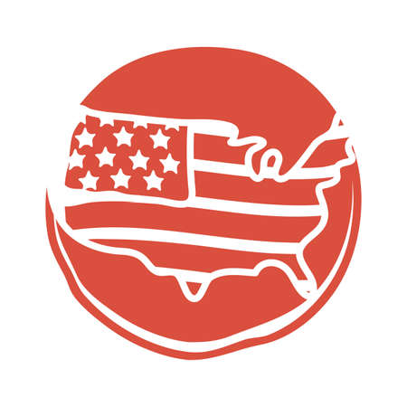 usa map with flag block style vector illustration designのイラスト素材