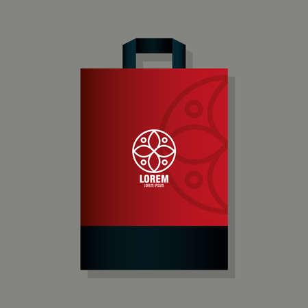 corporate identity brand mockup, bag paper red mockup with white sign vector illustration designのイラスト素材