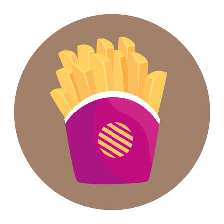 potatoes french fries in frame circular, on white background vector illustration designのイラスト素材