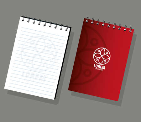 corporate identity brand mockup, notebooks red mockup with white sign vector illustration designのイラスト素材