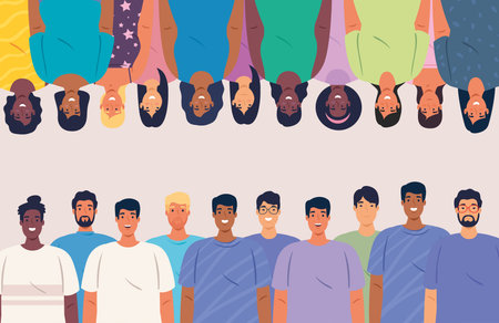 multiethnic big group of people together, diversity and multiculturalism concept vector illustration...