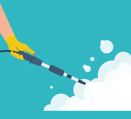 hand worker with sprayer disinfect vector illustration designのイラスト素材