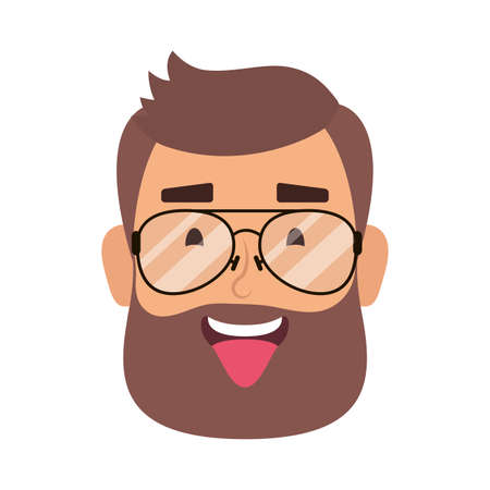 young man head with beard and eyeglasses vector illustration designのイラスト素材