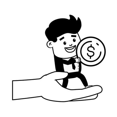 businessman hand coin online banking vector illustrationのイラスト素材