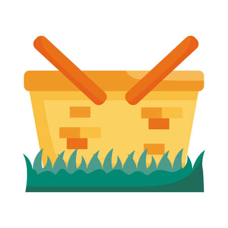 picnic basket detail style icon design, garden nature and ecology theme Vector illustrationのイラスト素材