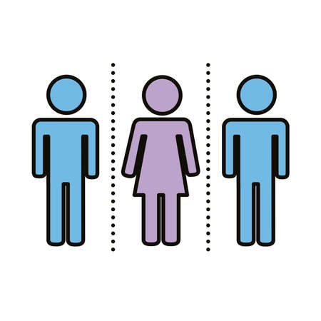 group of humans distance social line and fill style vector illustration designのイラスト素材