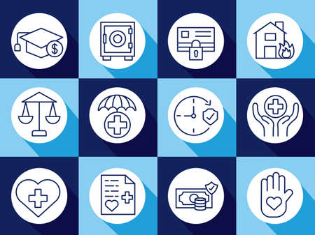 bundle of insurance set icons vector illustration designのイラスト素材