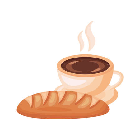 coffee cup drink with bread detailed style vector illustration designのイラスト素材