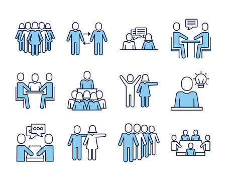 bundle of people avatars line and fill style vector illustration designのイラスト素材