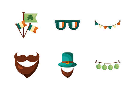 bundle of saint patricks day detaild style icons vector illustration designのイラスト素材