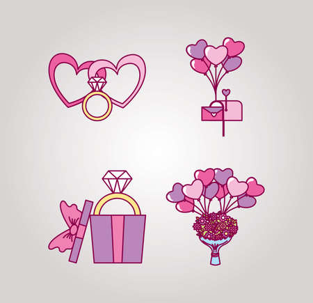 bundle of valentines day set icons vector illustration designのイラスト素材