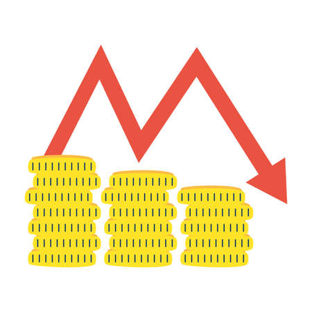pile coins money dollars with arrow statistics vector illustration designのイラスト素材
