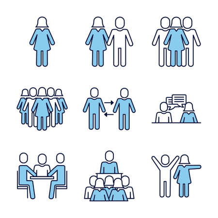 bundle of people avatars line and fill style vector illustration designのイラスト素材