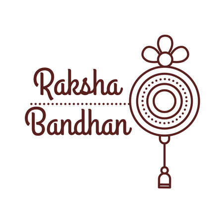 happy raksha bandhan celebration with circular frame line style vector illustration designのイラスト素材