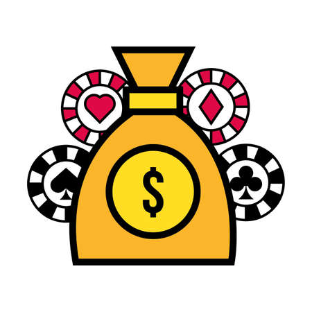 money dollars bag and casino chips vector illustration designのイラスト素材