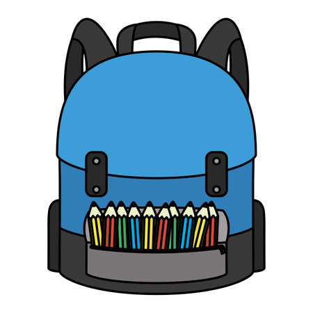 school bag equipment with colors pencils vector illustration designのイラスト素材