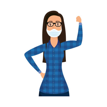 Woman avatar with mask design of Medical care and covid 19 virus theme Vector illustrationのイラスト素材