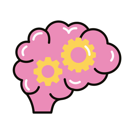 brain human with gears line and fill style icon vector illustration design
