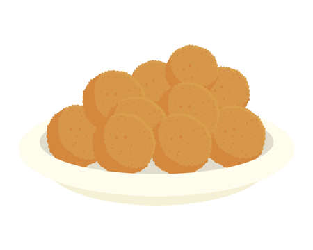 breaded chicken nuggets, on white background vector illustration designのイラスト素材