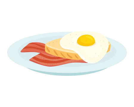 fried egg with bacon, on white background vector illustration designのイラスト素材