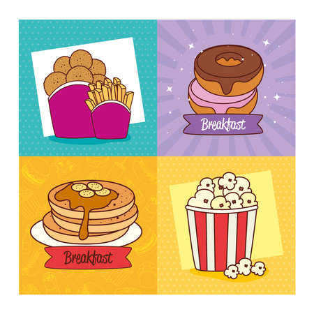 set posters of delicious fast vector illustration designのイラスト素材