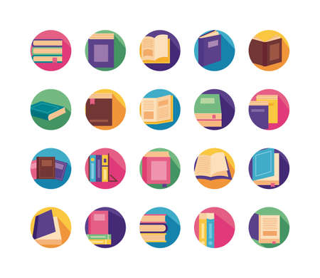 bundle of text books block style icons vector illustration designのイラスト素材