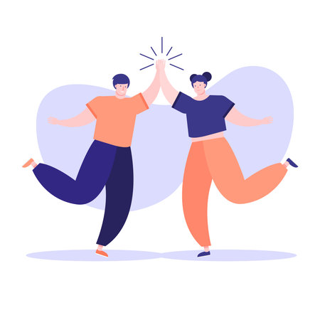 friendship day celebration with young couple characters vector illustration designのイラスト素材