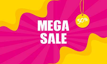 mega sale commercial banner poster vector illustration designのイラスト素材