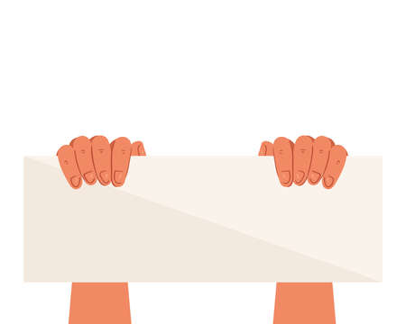 hands with protest placard, in white background vector illustration designのイラスト素材