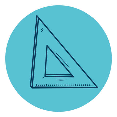 triangle ruler school supply, line style in circle frame vector illustration designのイラスト素材