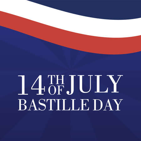 bastille day celebration card with france flag vector illustration designのイラスト素材