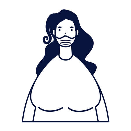 young woman wearing medical mask character vector illustration designのイラスト素材