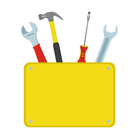 tools construction set equipment with banner vector illustration designのイラスト素材