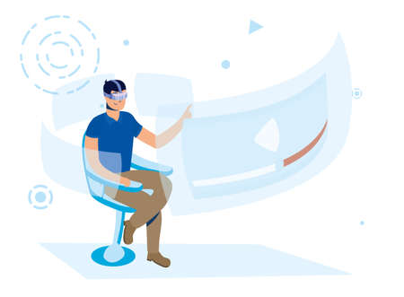 man using augmented reality technology vector illustration designのイラスト素材