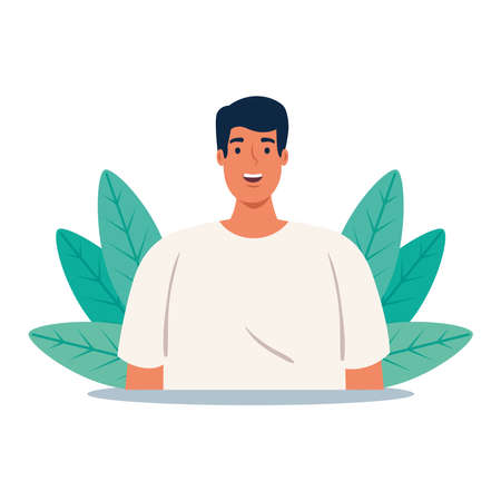 young man handsome with casual clothes on nature scene vector illustration designのイラスト素材