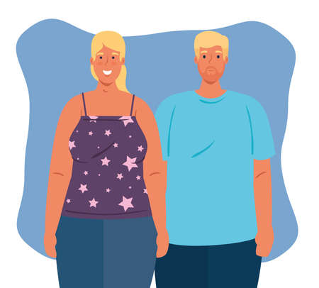 blonde hair couple, cultural and diversity concept vector illustration designのイラスト素材