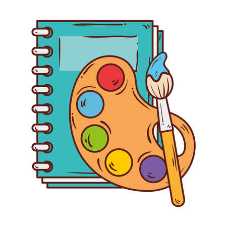 palette with paint brush and notebook, on white background vector illustration designのイラスト素材