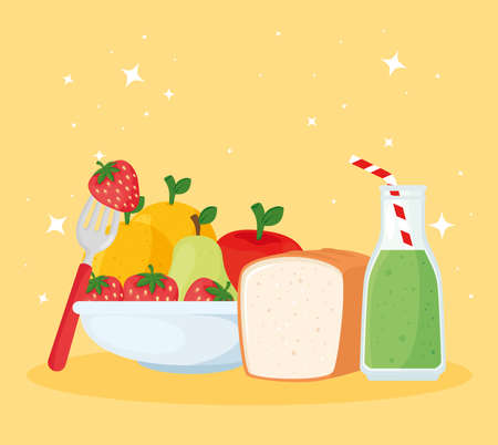 set of healthy and fresh fruits vector illustration designのイラスト素材