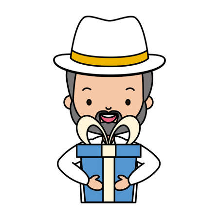 man with gift box - fathers day vector illustration designのイラスト素材