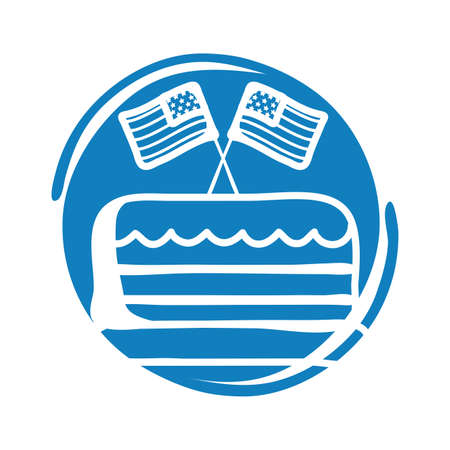 cake with usa flag block style vector illustration designのイラスト素材