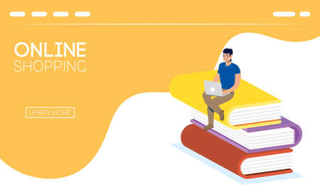 man using shopping online tech in smartphone vector illustration designのイラスト素材