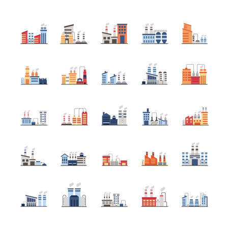 bundle of industry factory set icons vector illustration designのイラスト素材